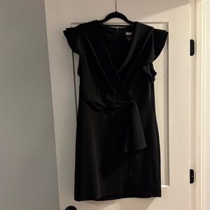 DKNY Black Mini Dress with Ruffle Sleeves
